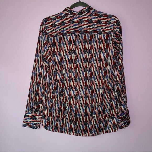 Isabel Marant Etoile M Top Colorful Print Button Collar Long Sleeve Blouse - Picture 6 of 8